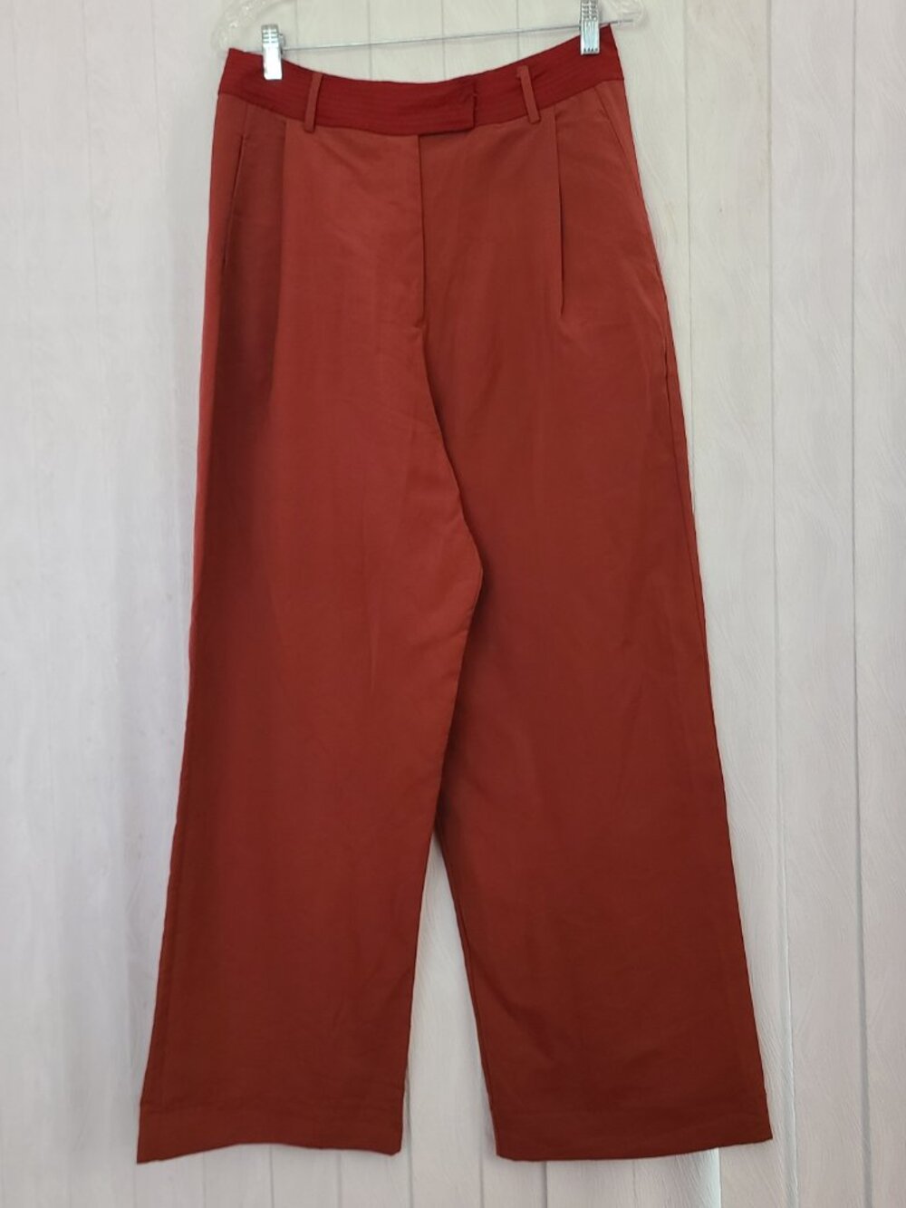 TINY Anthropologie Sz 10 Rust Wide Leg Front Pleat High Rise Office Work Pant